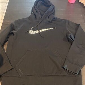 Nike Men's Black Hoodie with White Logo